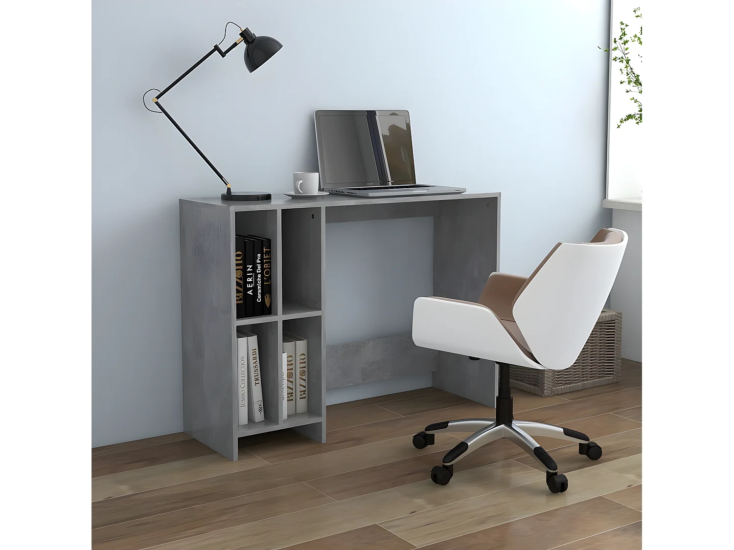 Bureau d'ordinateur portable Gris béton 102,5x35x75cm Aggloméré