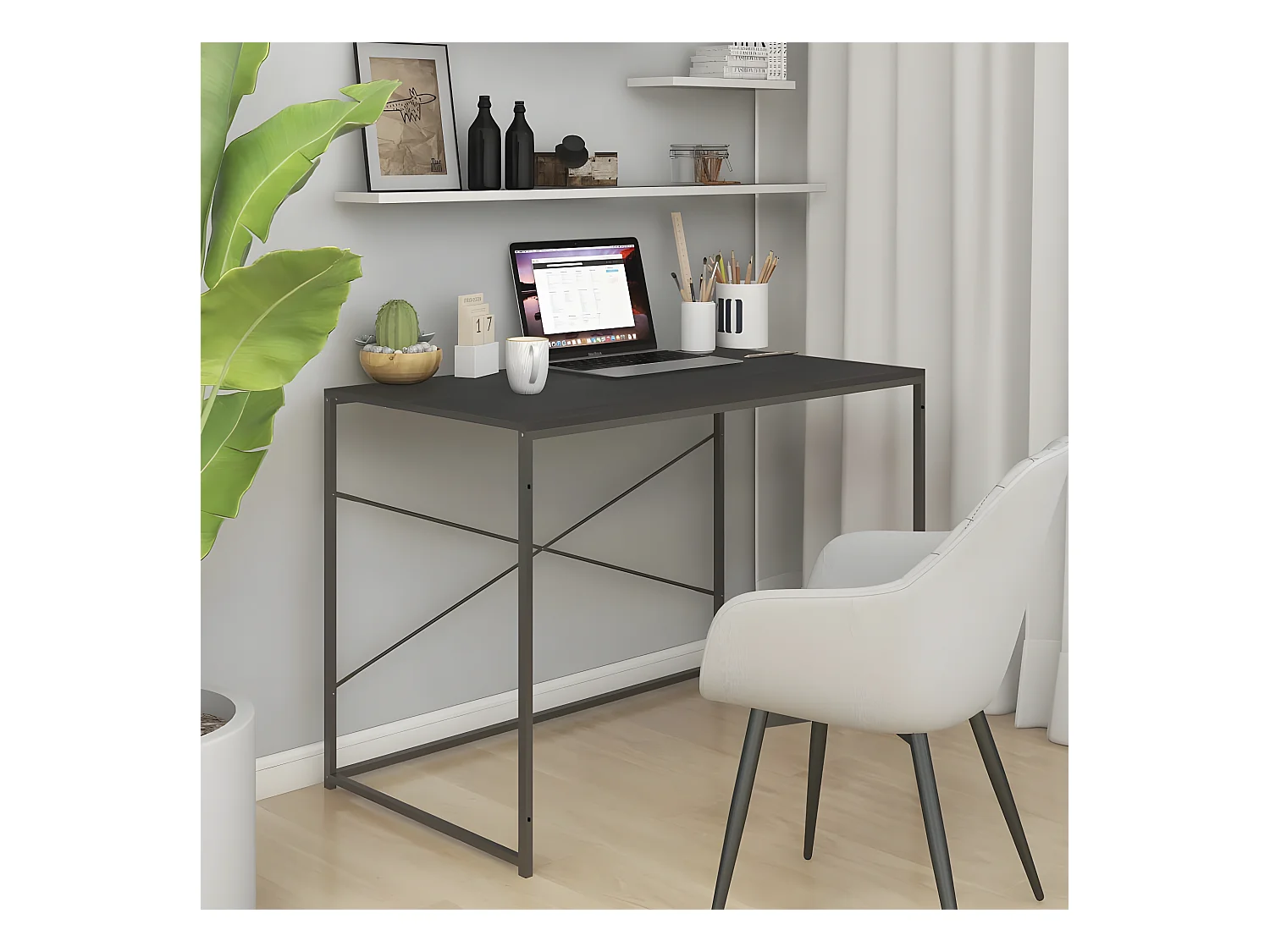 Bureau d'ordinateur Noir 110x60x70 cm Aggloméré