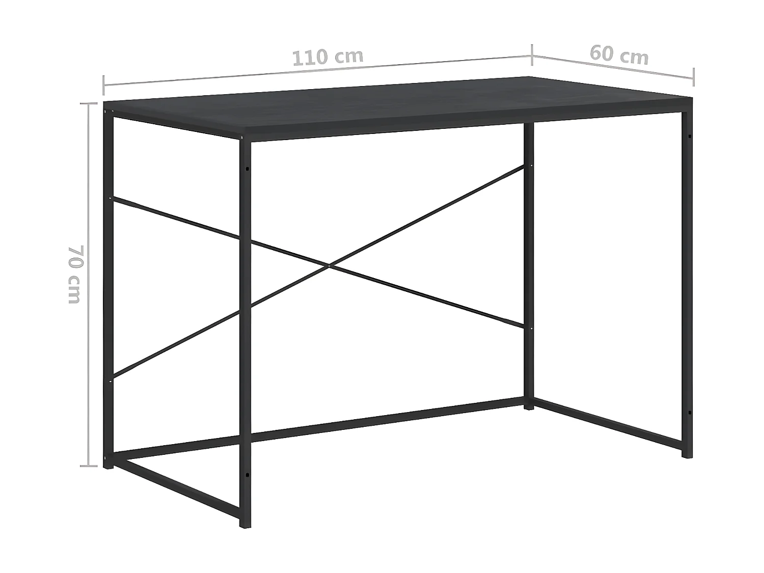 Bureau d'ordinateur Noir 110x60x70 cm Aggloméré
