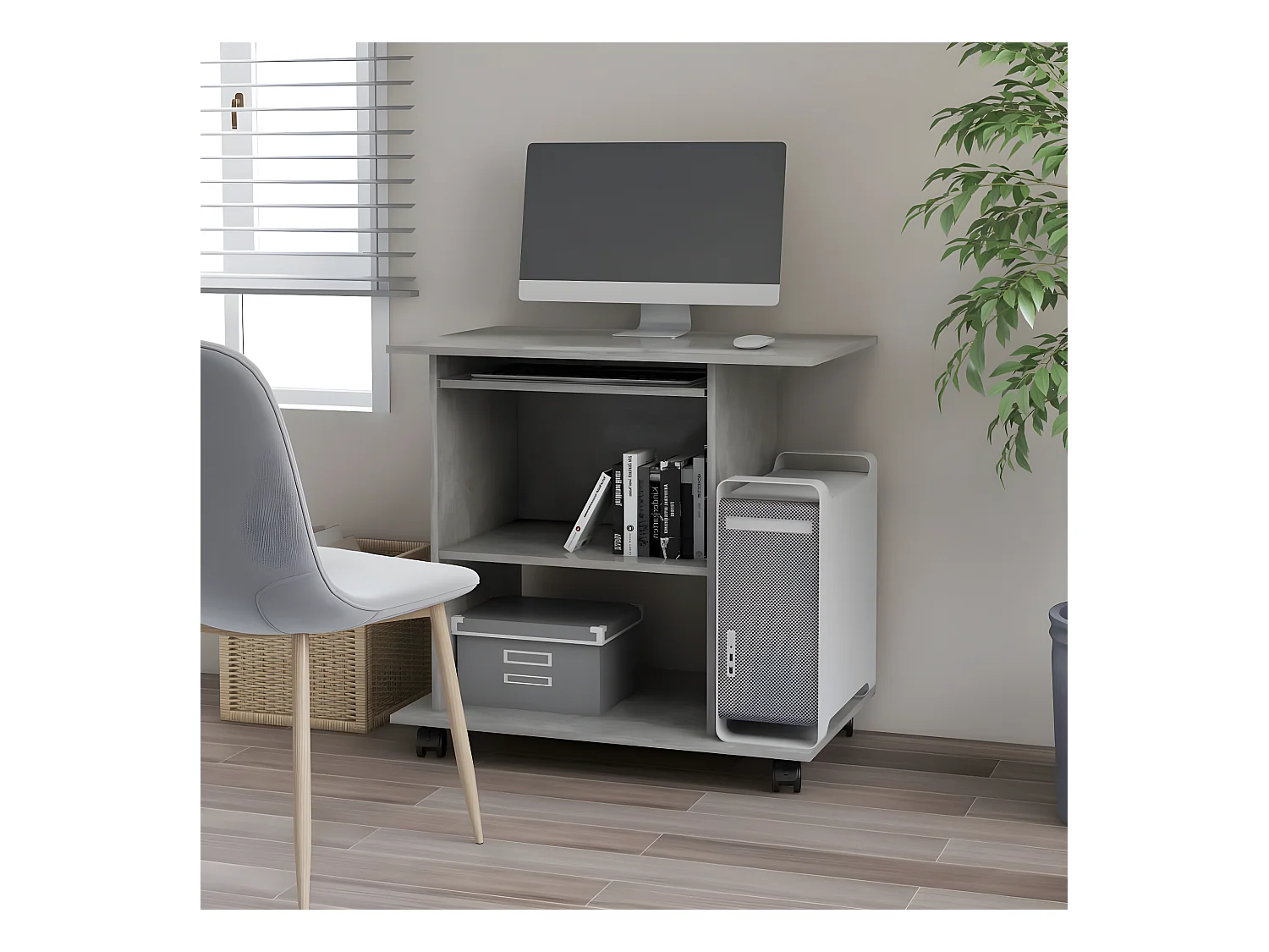 Bureau d'ordinateur Gris béton 80x50x75 cm Aggloméré