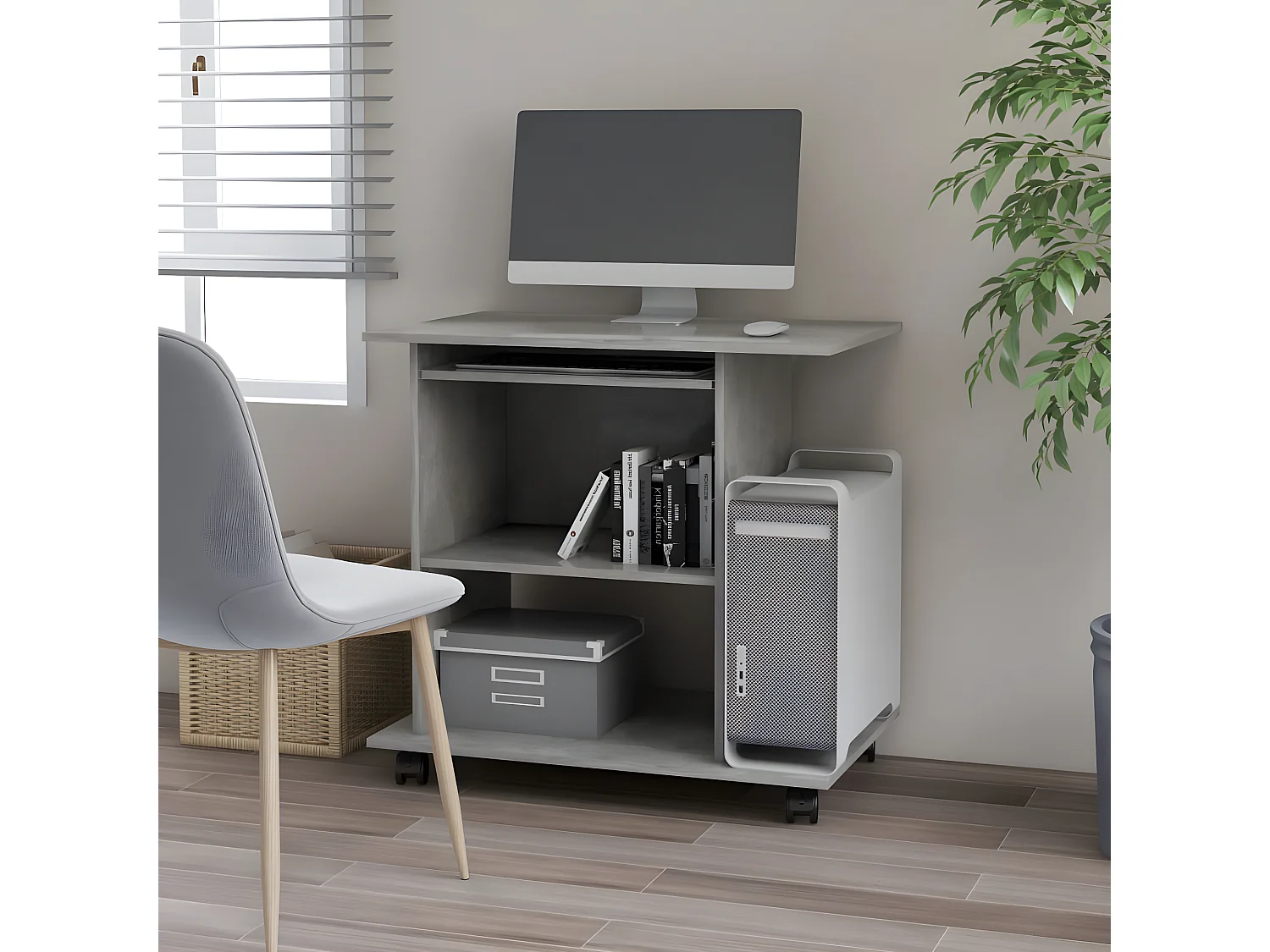 Bureau d'ordinateur Gris béton 80x50x75 cm Aggloméré