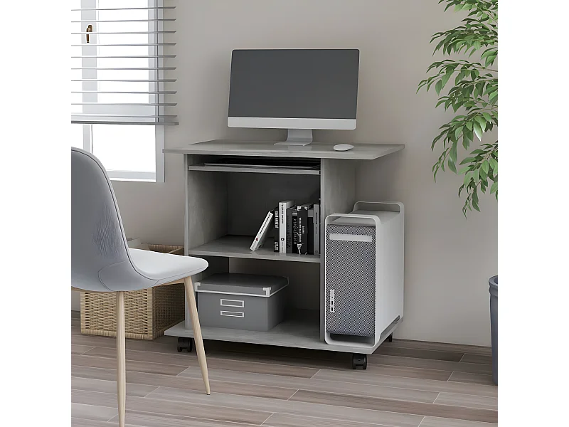 Bureau d'ordinateur Gris béton 80x50x75 cm Aggloméré