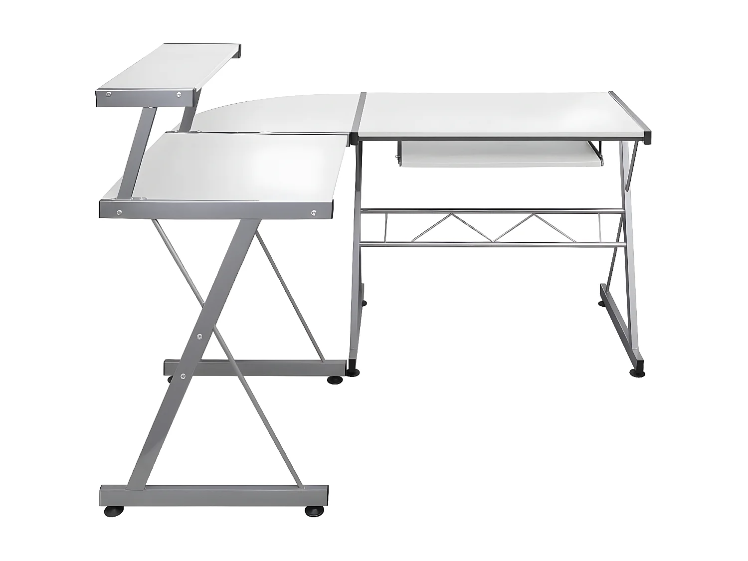 Hoekbureau 132x112x99 cm bewerkt hout wit