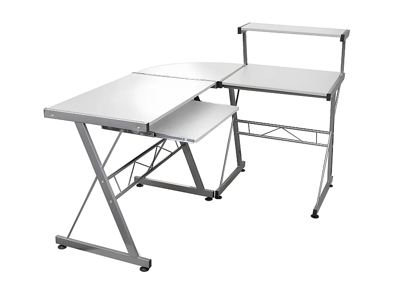 Bureau d'ordinateur d'angle Blanc 132x112x99 cm Bois ingénierie