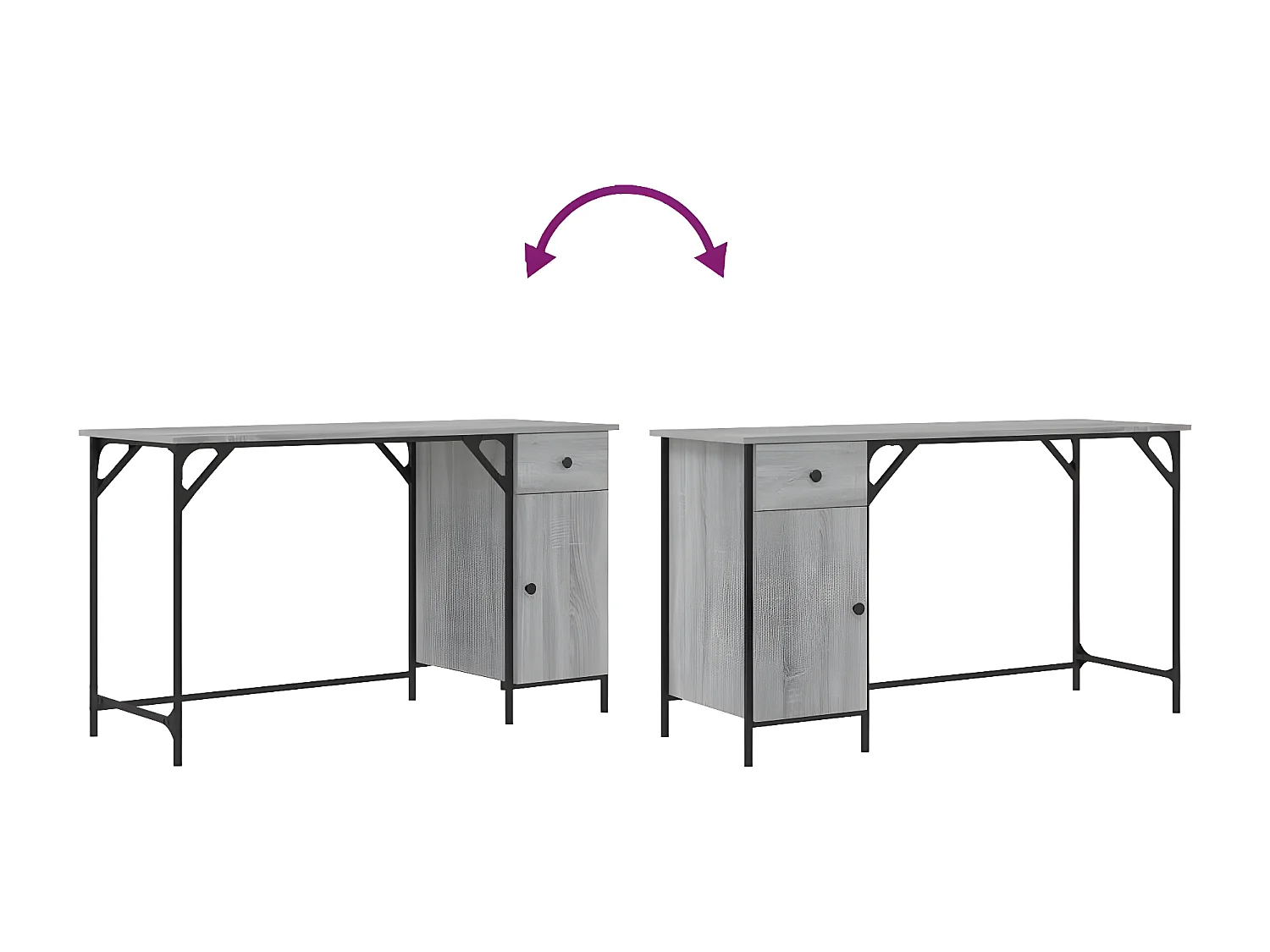 Bureau d'ordinateur sonoma gris 131x48x75 cm bois d’ingénierie