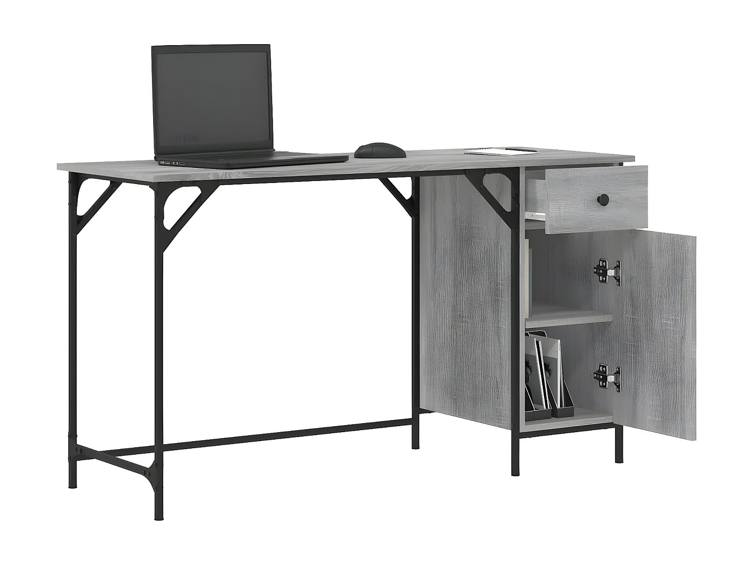 Bureau d'ordinateur sonoma gris 131x48x75 cm bois d’ingénierie