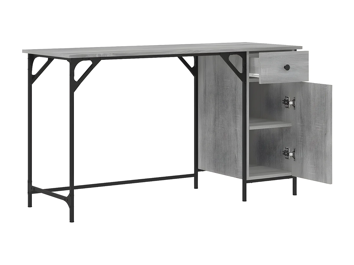 Bureau d'ordinateur sonoma gris 131x48x75 cm bois d’ingénierie