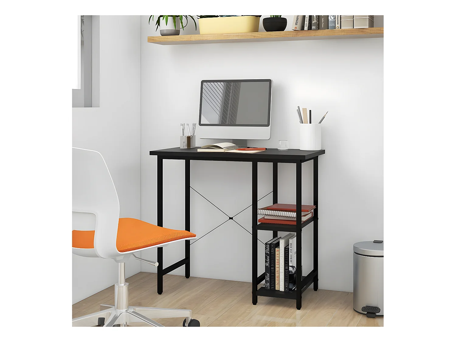 Bureau d'ordinateur Noir 80x40x72 cm MDF et métal