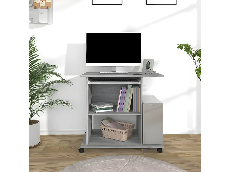 Bureau d'ordinateur Sonoma gris 80x50x75 cm Bois d'ingénierie