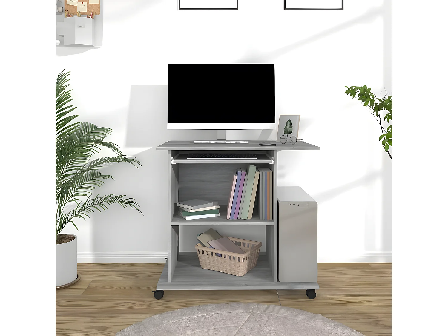 Bureau d'ordinateur Sonoma gris 80x50x75 cm Bois d'ingénierie