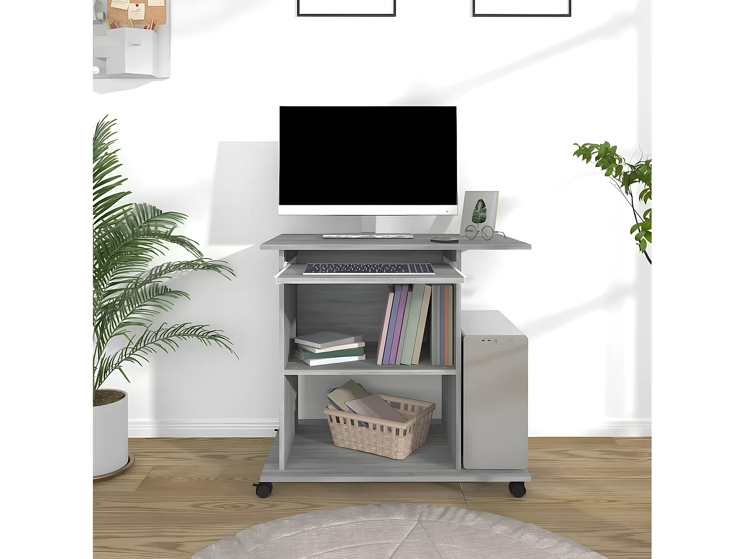 Bureau d'ordinateur Sonoma gris 80x50x75 cm Bois d'ingénierie