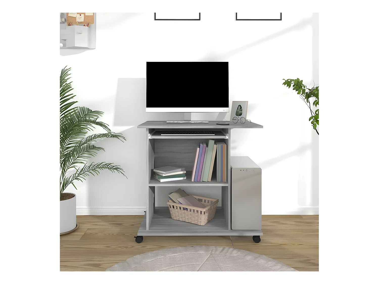 Bureau d'ordinateur Sonoma gris 80x50x75 cm Bois d'ingénierie