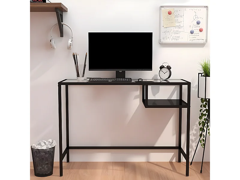 Mesa de computador vidro 100x36x74 cm preto