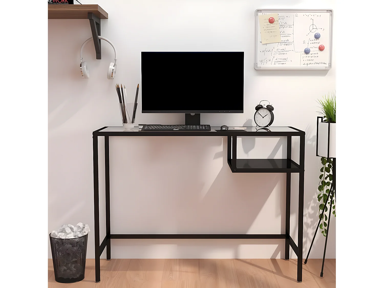 Mesa de computador vidro 100x36x74 cm preto