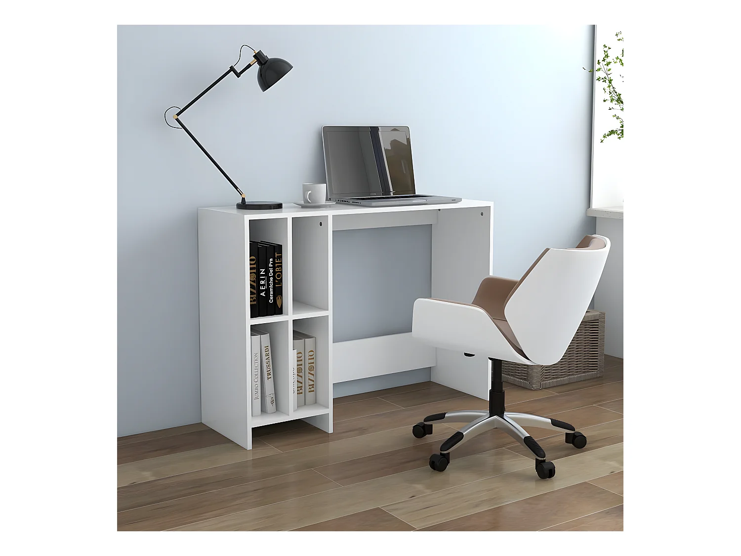Escritorio notebook madera contrachapada blanco 102,5x35x75 cm