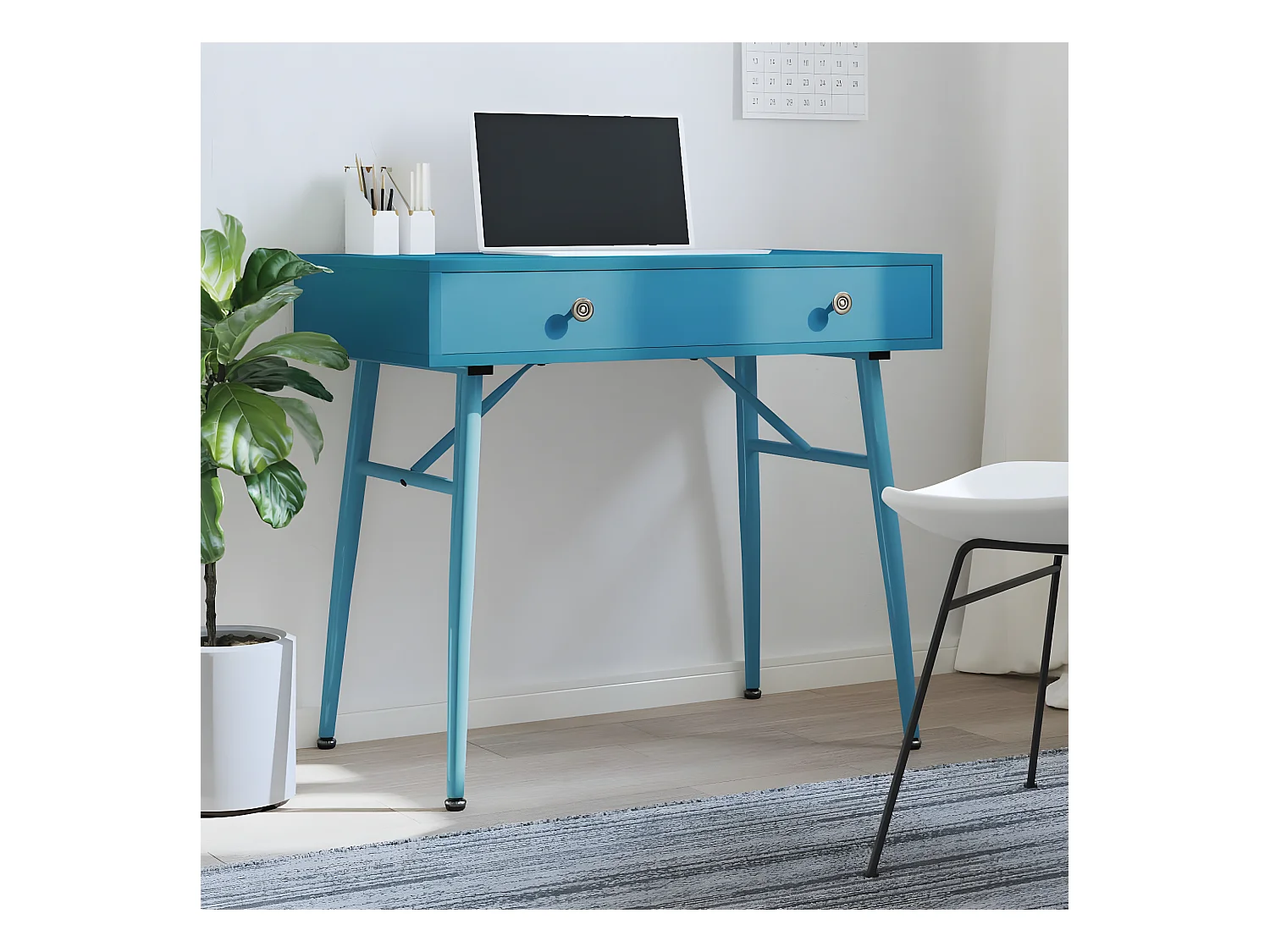 Bureau d'ordinateur avec tiroir vert antique 90x50x76,5 cm