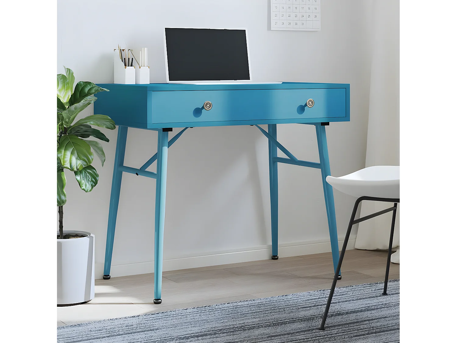 Bureau d'ordinateur avec tiroir vert antique 90x50x76,5 cm