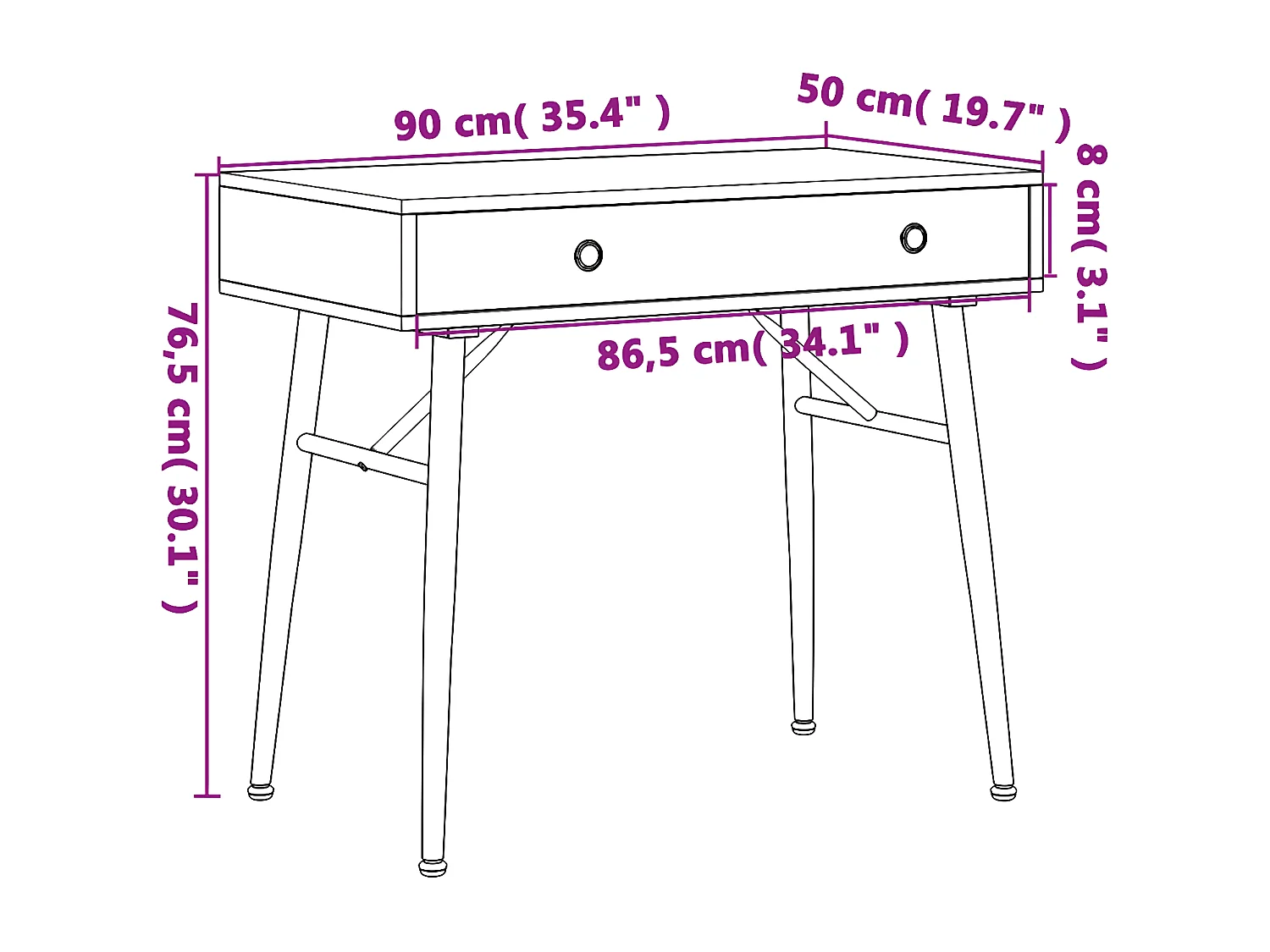 Bureau d'ordinateur avec tiroir vert antique 90x50x76,5 cm