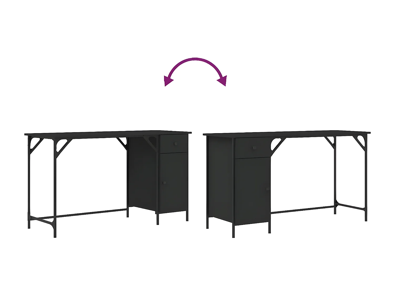 Secretária de computador 131x48x75 cm derivados madeira preto