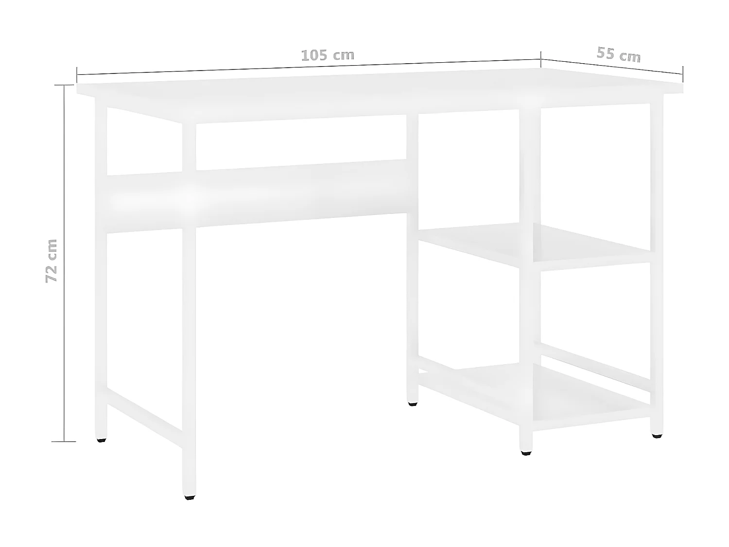 Bureau d'ordinateur Blanc 105x55x72 cm MDF et métal