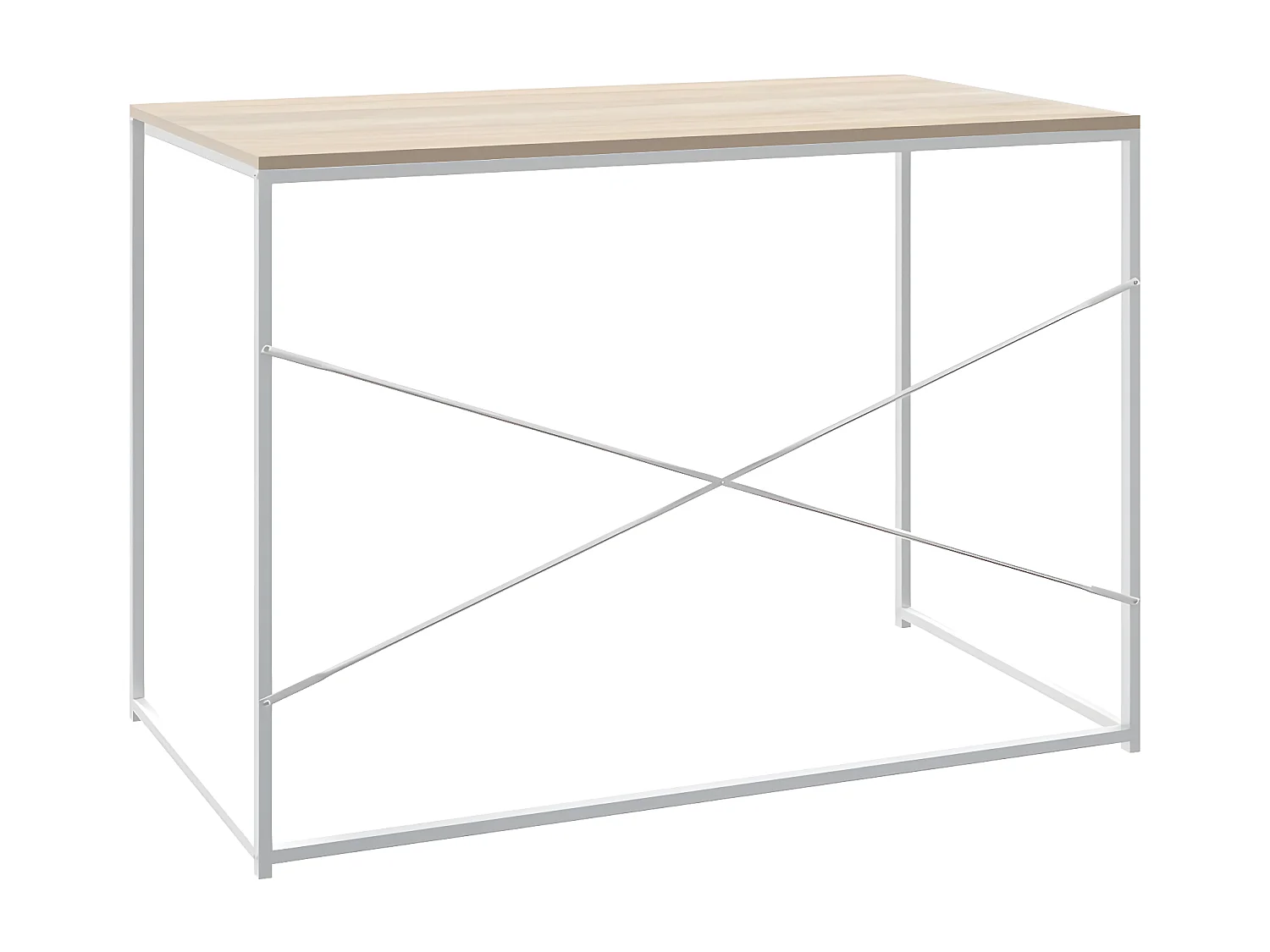 Bureau d'ordinateur Blanc et chêne 110x60x70 cm Aggloméré