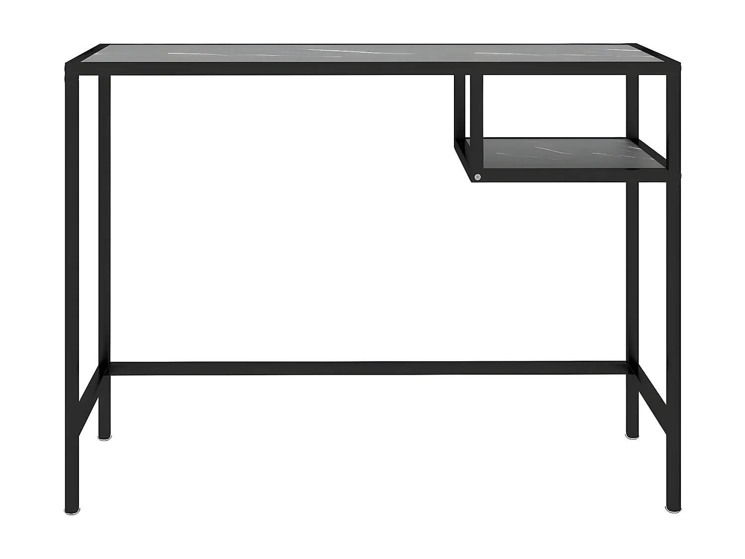 Bureau d'ordinateur Marbre noir 100x36x74 cm Verre trempé