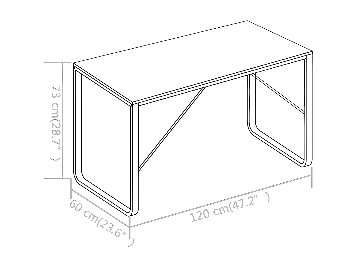 Secretária de computador 120x60x73 cm preto e carvalho