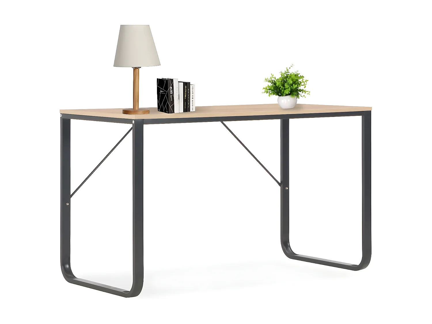 Escritorio para ordenador color roble y negro 120x60x73 cm