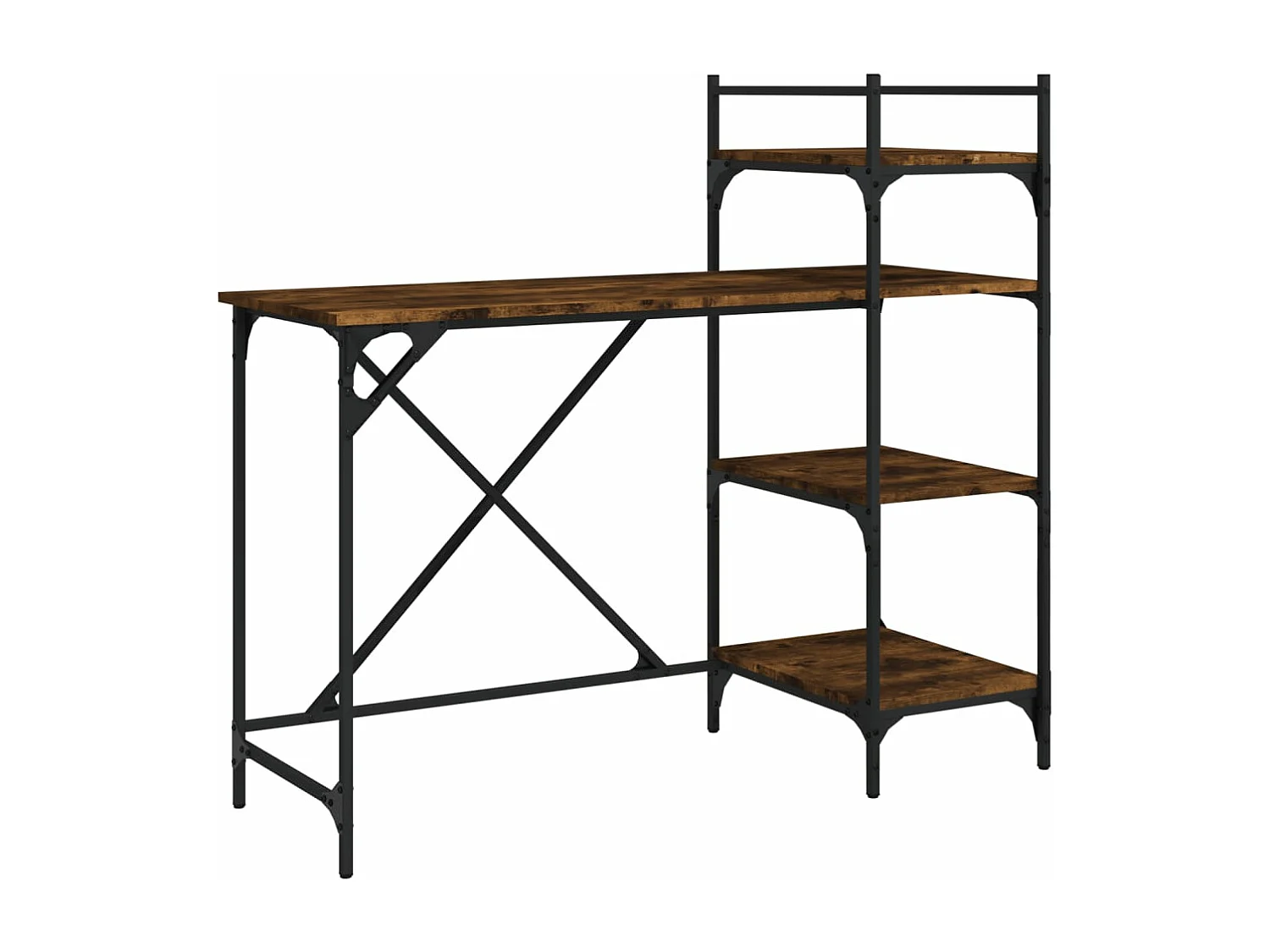 Bureau d'ordinateur avec étagères chêne fumé 120x47x109 cm