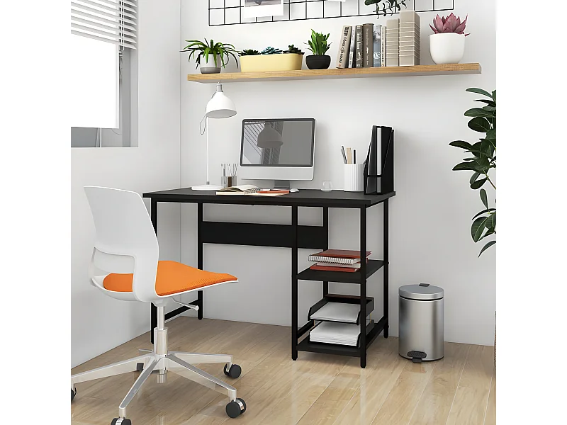Bureau d'ordinateur Noir 105x55x72 cm MDF et métal