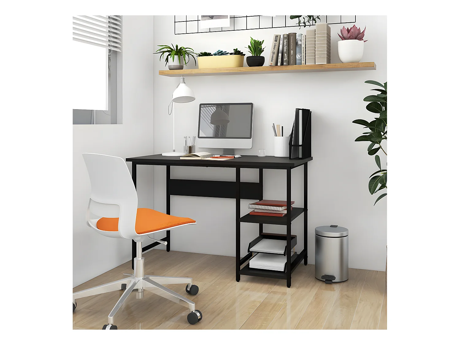 Bureau d'ordinateur Noir 105x55x72 cm MDF et métal