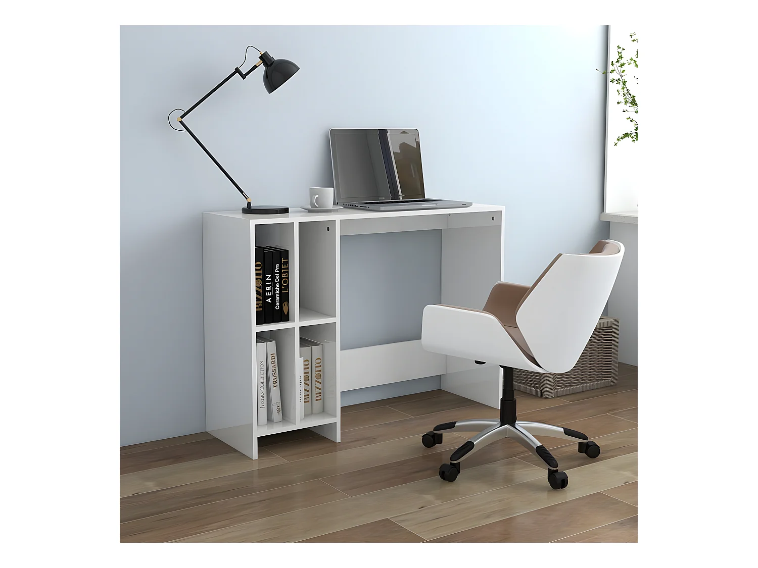 Bureau d'ordinateur portable Blanc brillant 102,5x35x75 cm