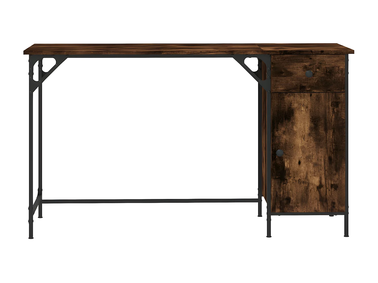 Bureau d'ordinateur chêne fumé 131x48x75 cm bois d’ingénierie