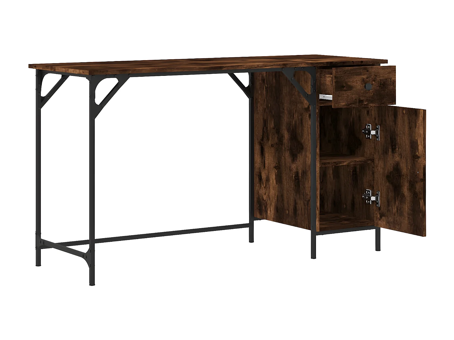 Bureau d'ordinateur chêne fumé 131x48x75 cm bois d’ingénierie