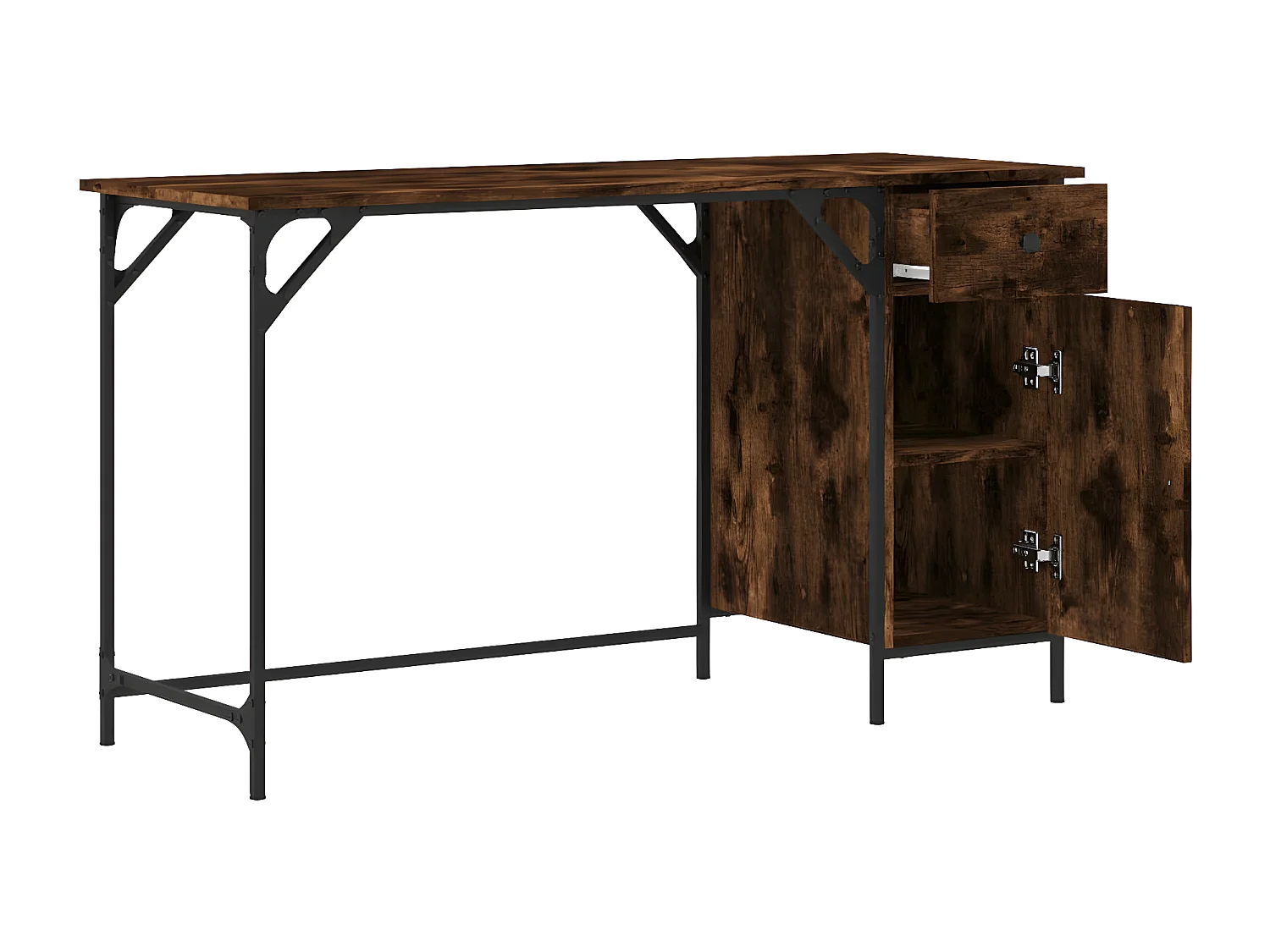 Bureau d'ordinateur chêne fumé 131x48x75 cm bois d’ingénierie