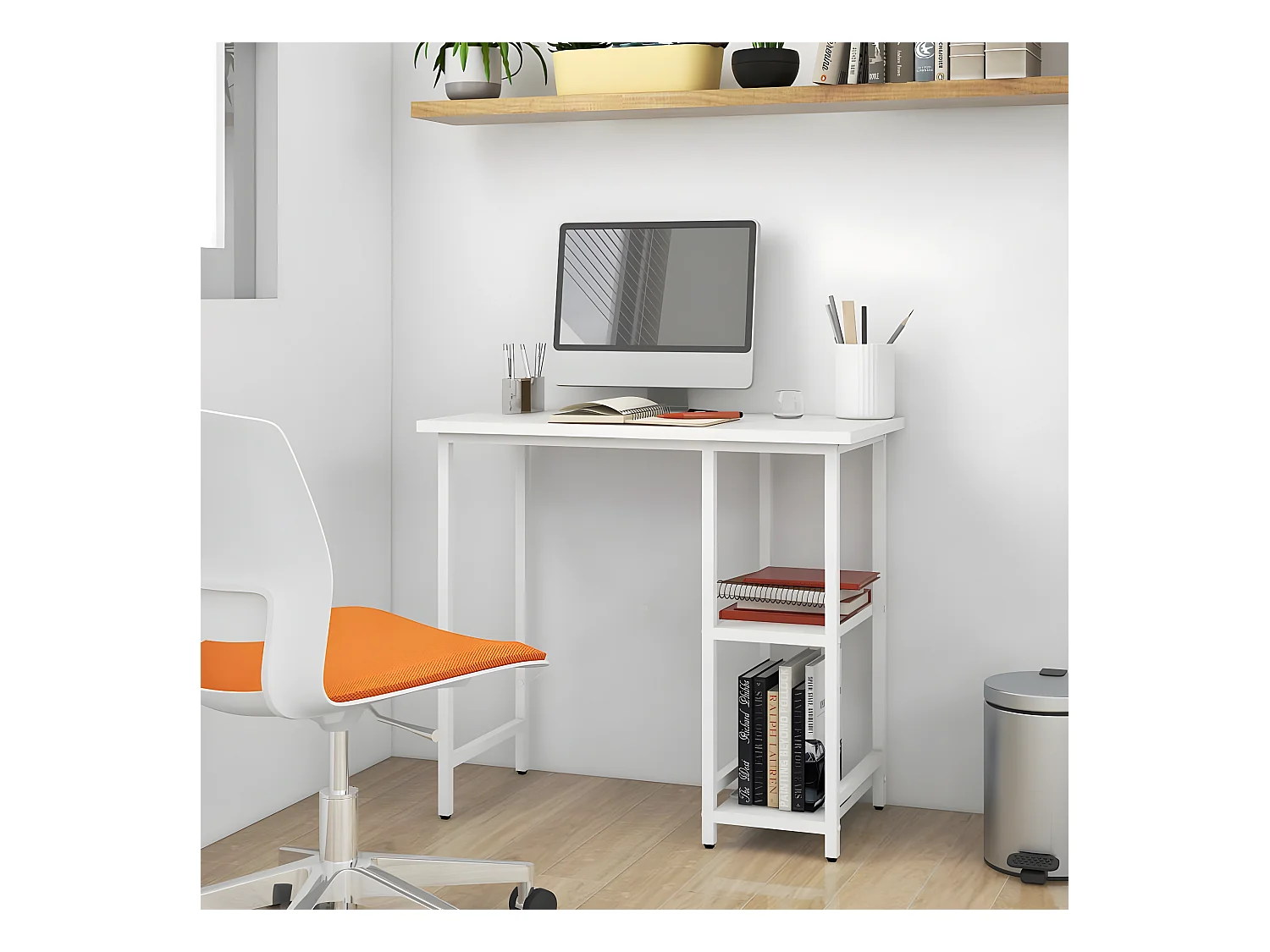 Bureau d'ordinateur Blanc 80x40x72 cm MDF et métal