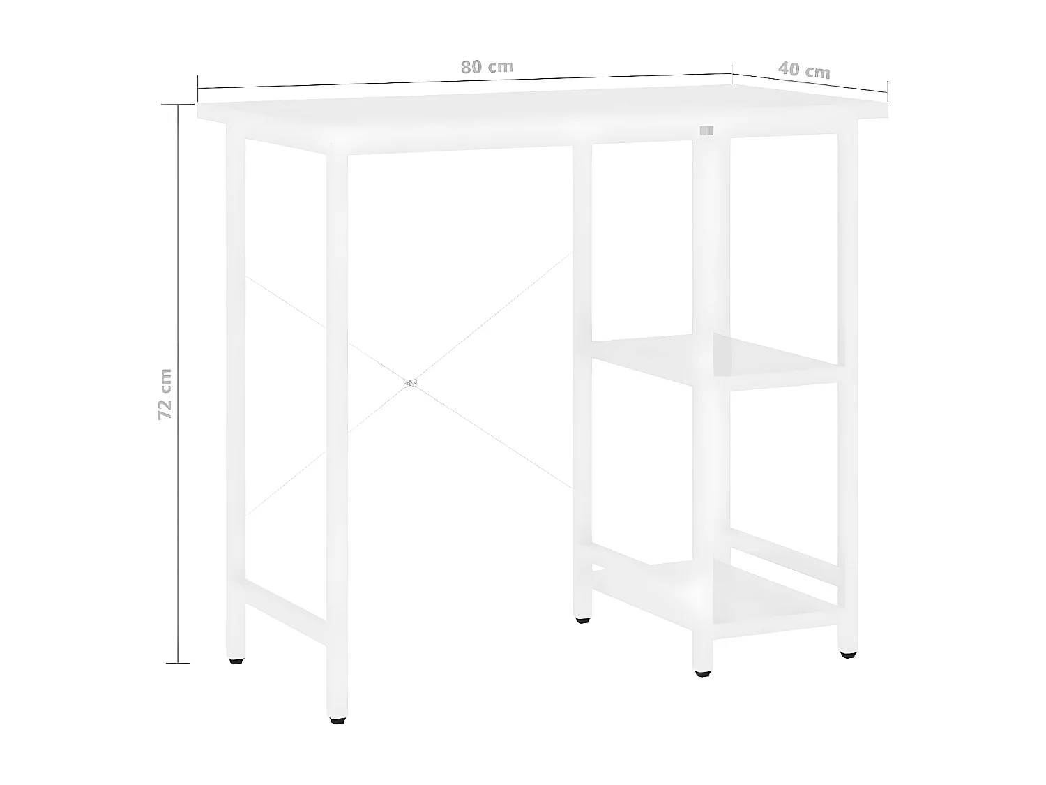 Bureau d'ordinateur Blanc 80x40x72 cm MDF et métal