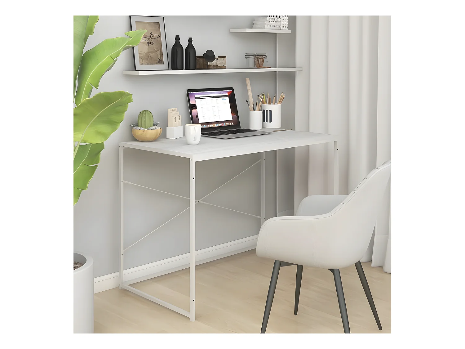 Bureau d'ordinateur Blanc 110x60x70 cm Aggloméré