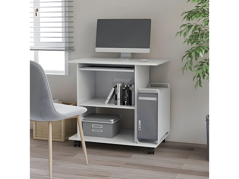 Bureau d'ordinateur Blanc 80x50x75 cm Aggloméré