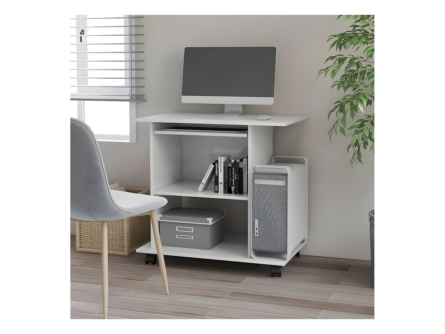 Mesa de ordenador madera contrachapada blanco 80x50x75 cm