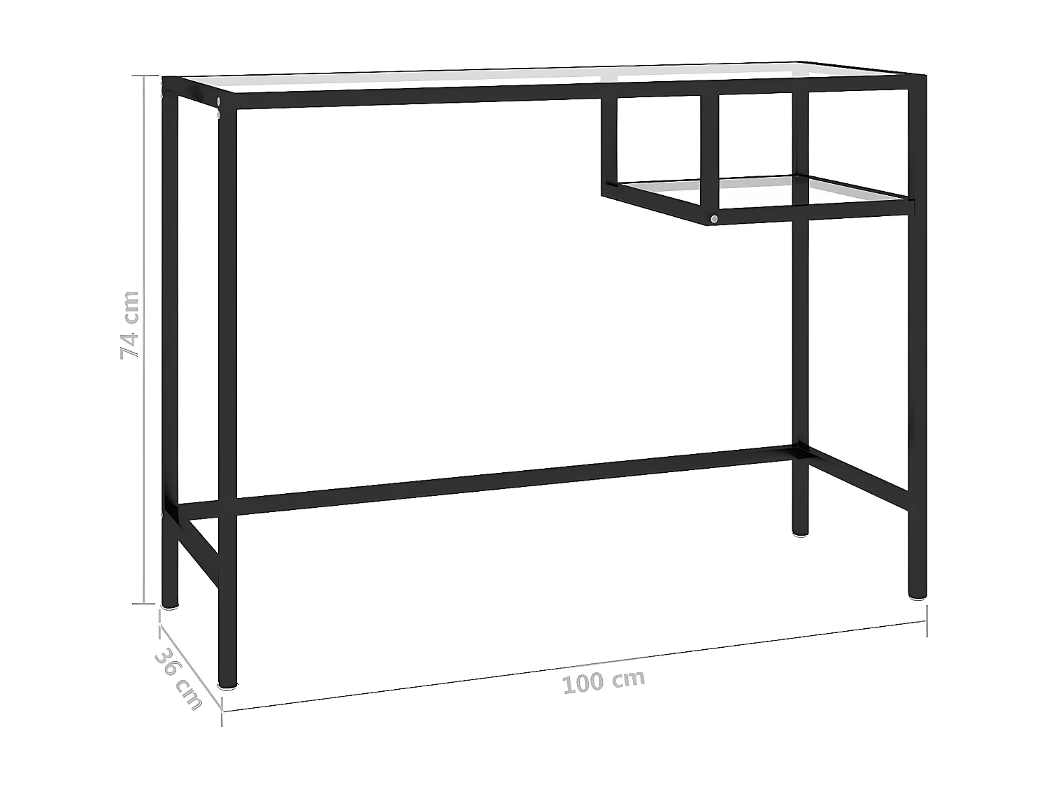 Mesa de computador vidro 100x36x74 cm transparente