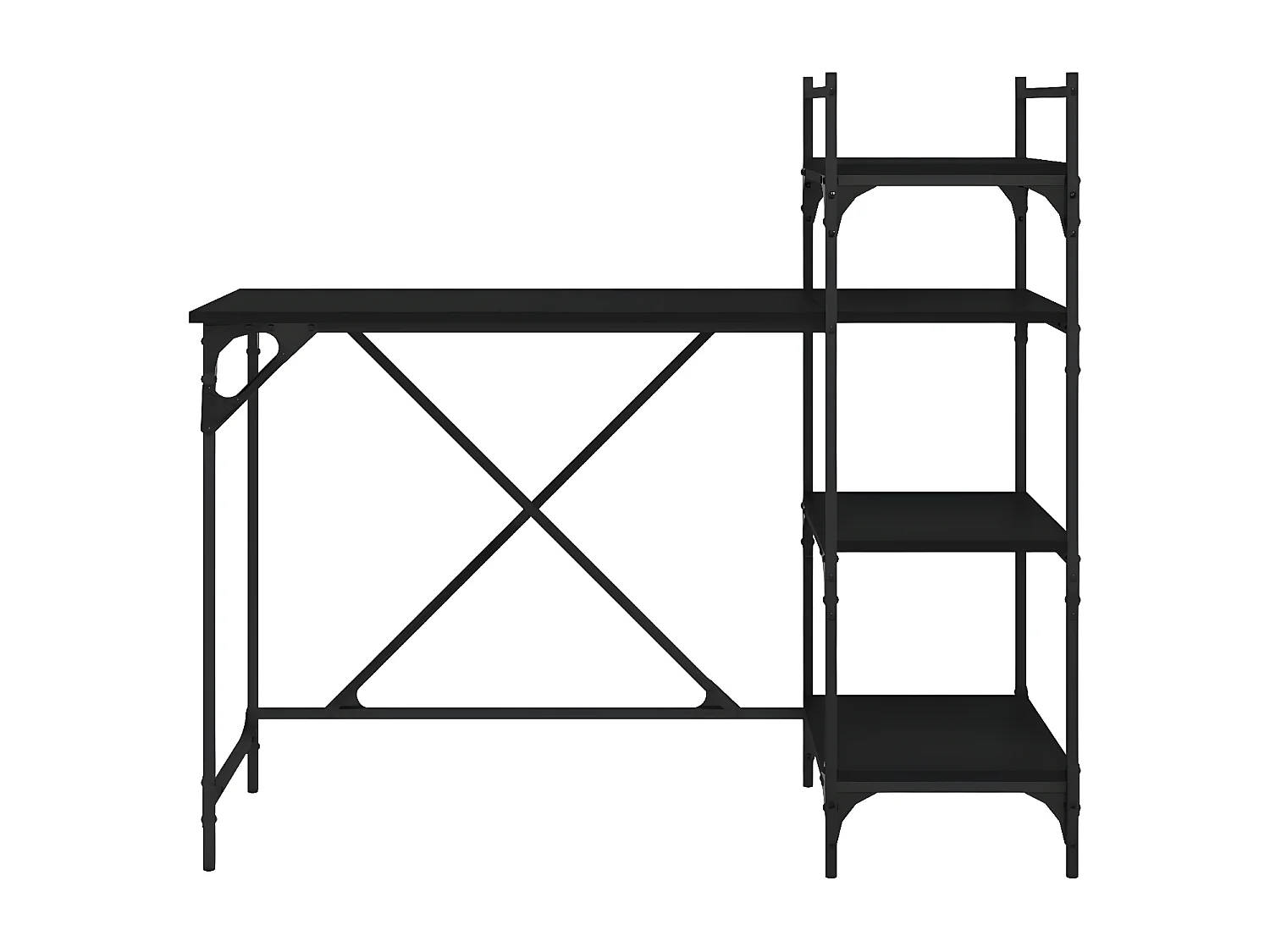 Bureau d'ordinateur avec étagères noir 120x47x109 cm