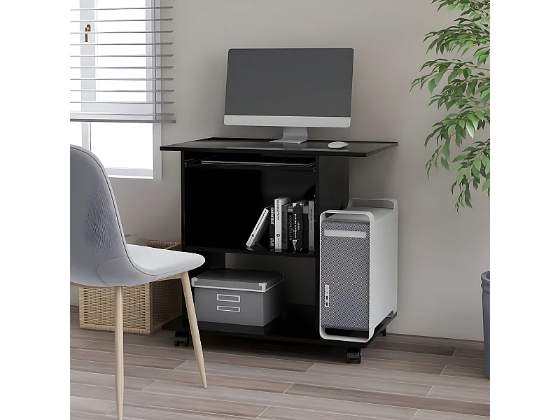 Bureau d'ordinateur Noir 80x50x75 cm Aggloméré