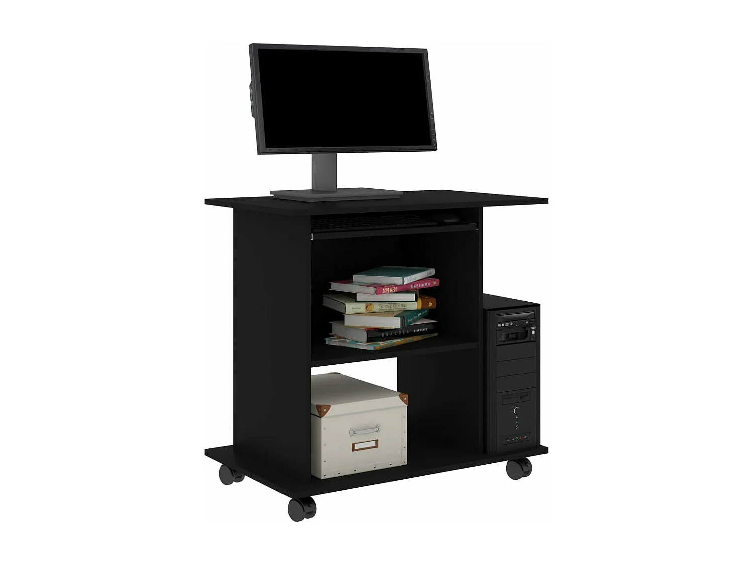 Bureau d'ordinateur Noir 80x50x75 cm Aggloméré