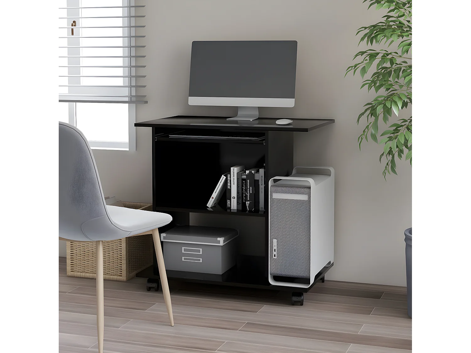 Bureau d'ordinateur Noir 80x50x75 cm Aggloméré