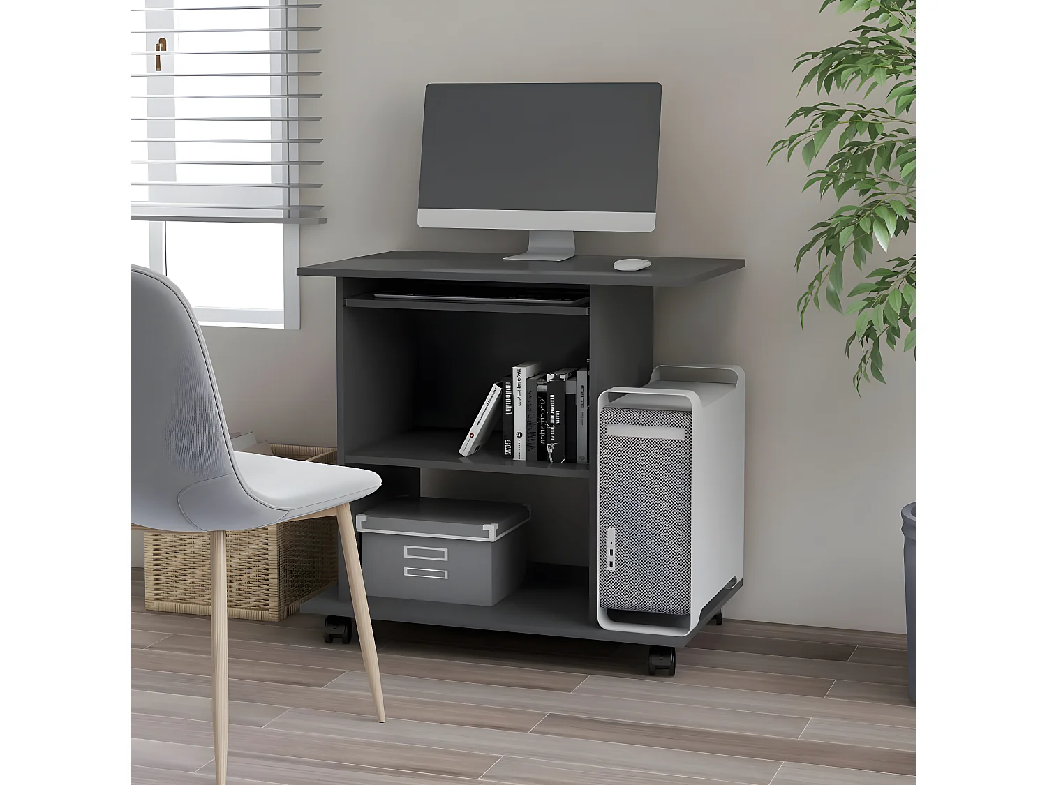 Mesa de ordenador madera contrachapada gris 80x50x75 cm