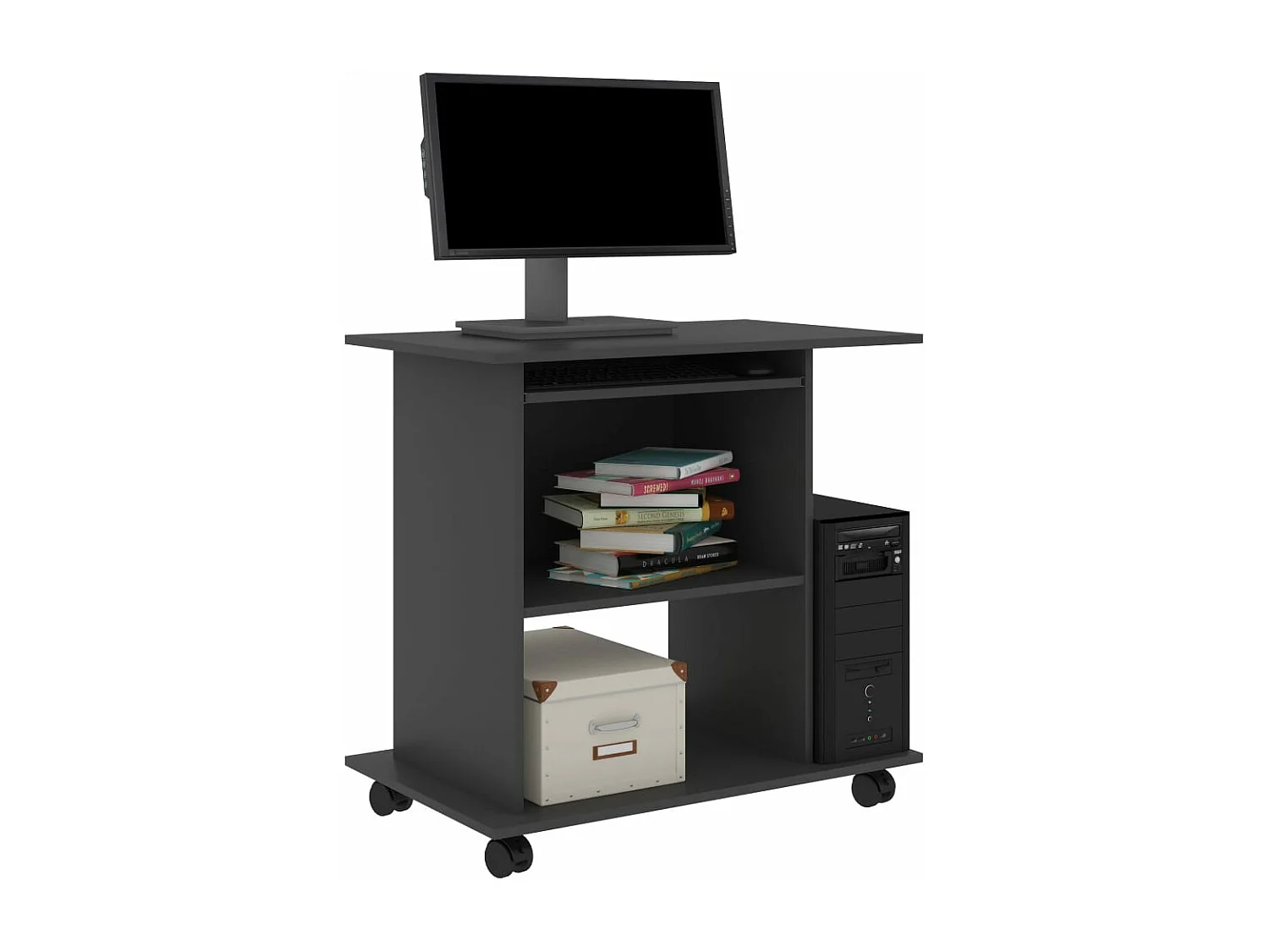 Mesa de ordenador madera contrachapada gris 80x50x75 cm