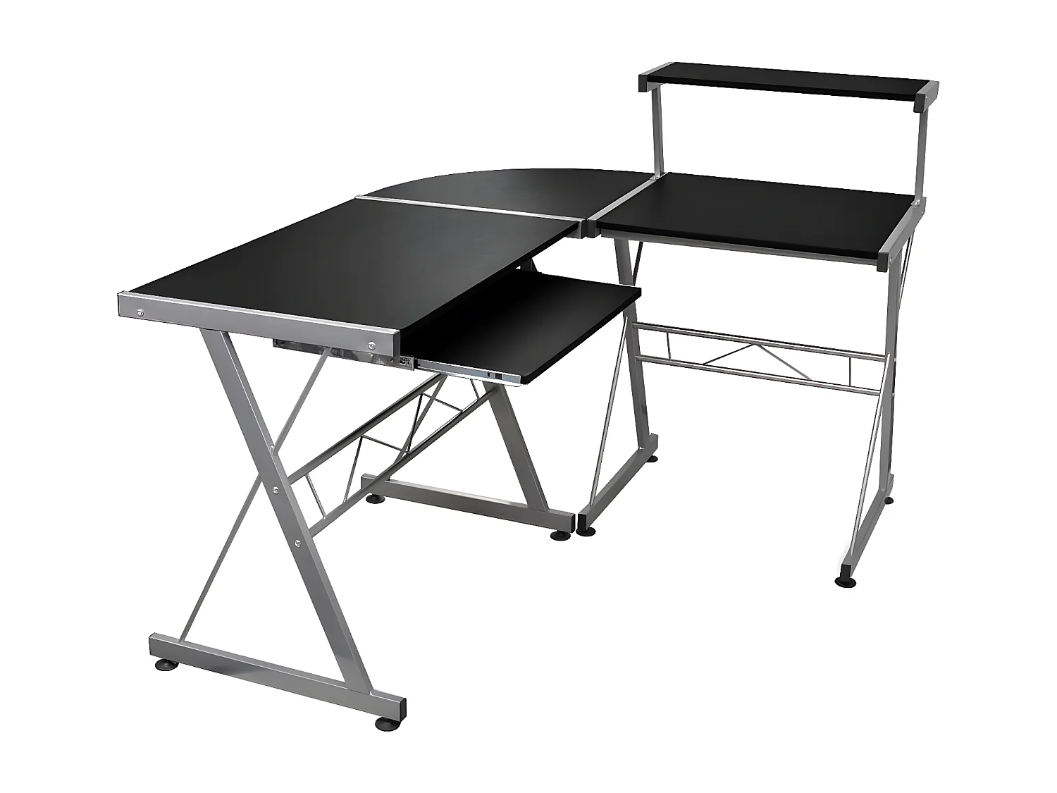 Bureau d'ordinateur d'angle Noir 132x112x99cm Bois d'ingénierie