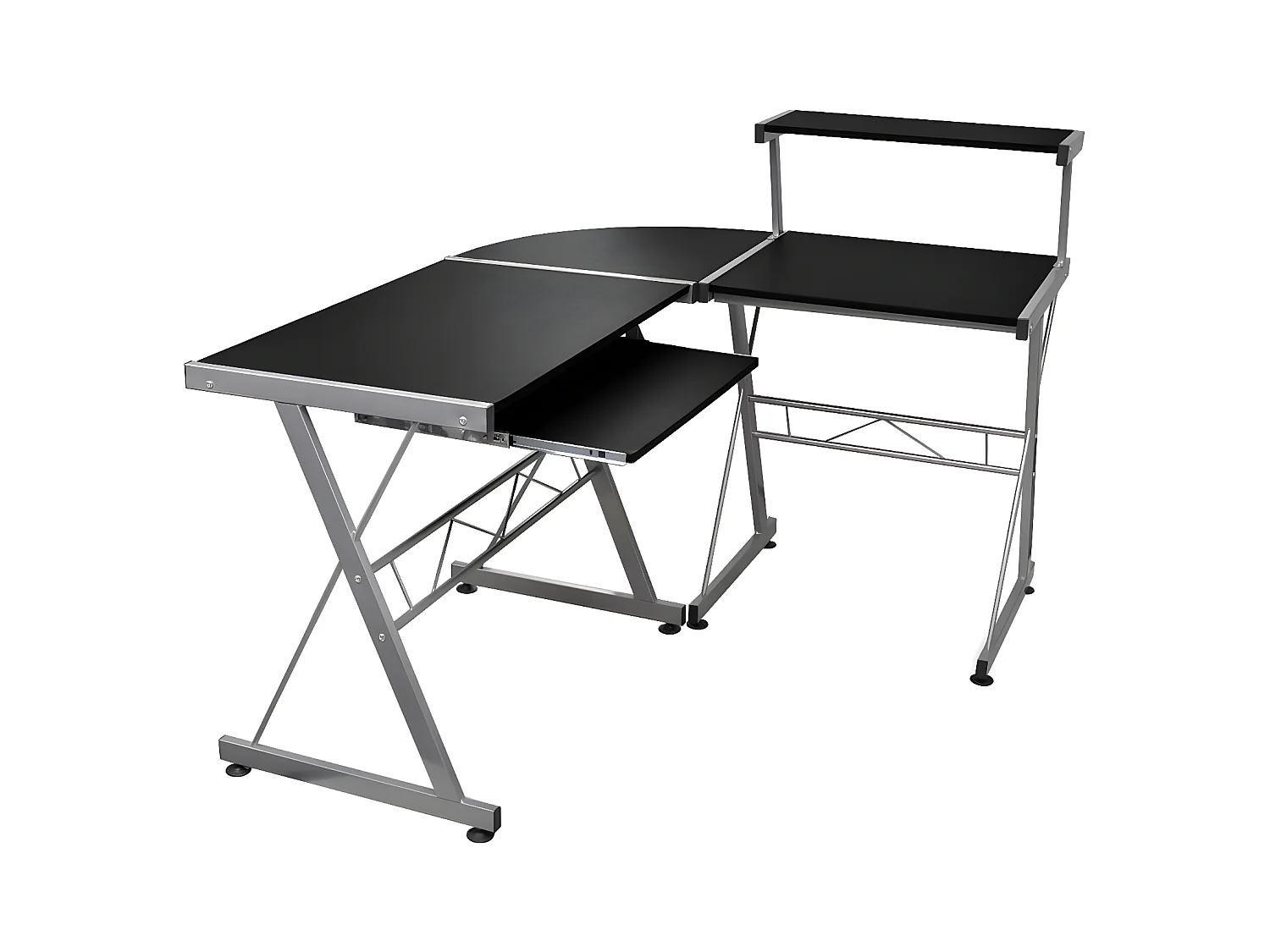Bureau d'ordinateur d'angle Noir 132x112x99cm Bois d'ingénierie