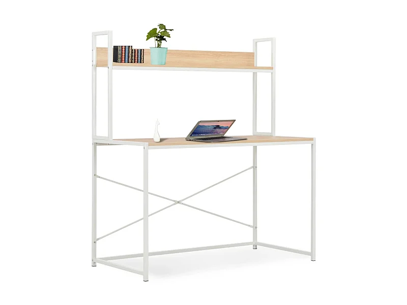 Escritorio para ordenador blanco y roble 120x60x138 cm